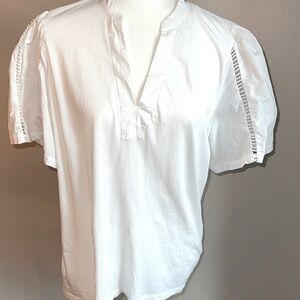 LOFT white V neck cotton top
